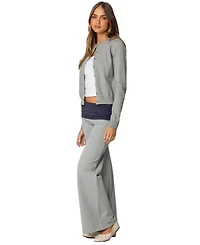 Edikted Women's Wide Leg Contrast Foldover Pants