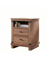 Yigii Rustic Nightstand with Charging Station & Storage