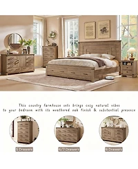Yigii Rustic Nightstand with Charging Station & Storage