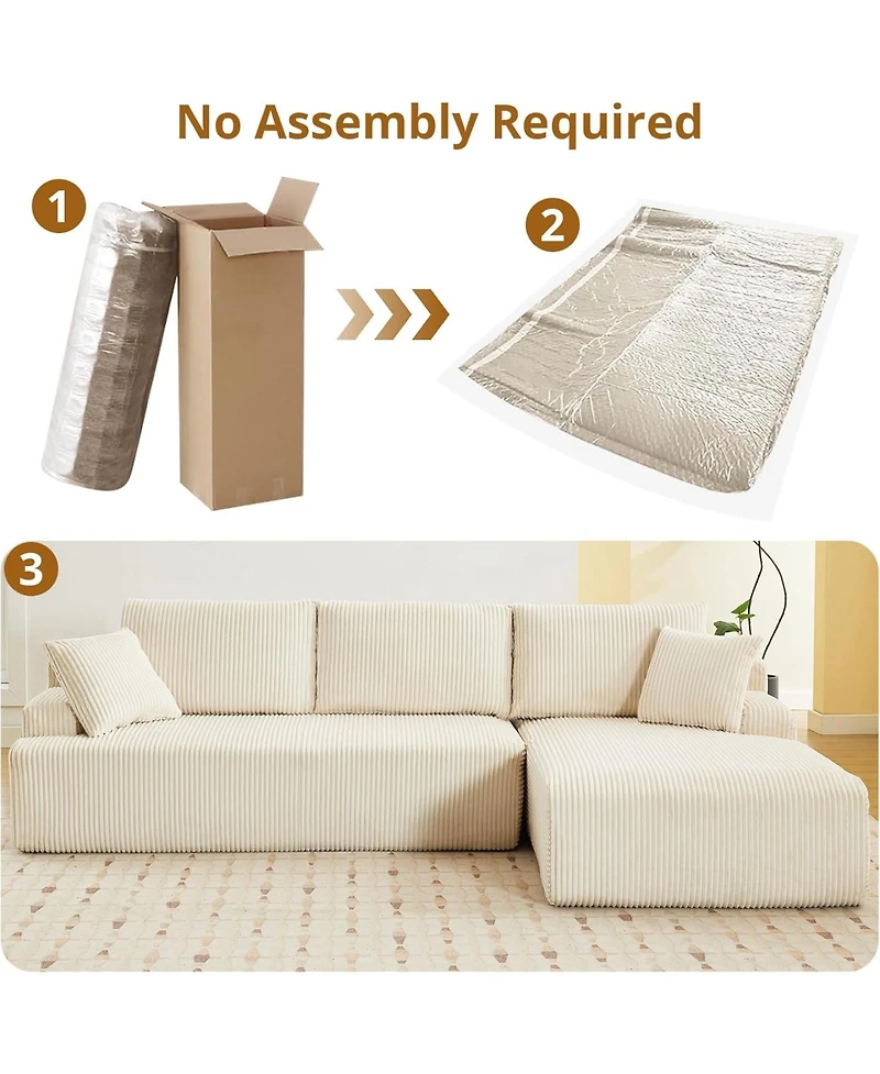 gaomon Cloud Sectional Couch, 106" Plush Corduroy Modular L Shape Upholstered Sofa with Deep Seat and Foam Cushions