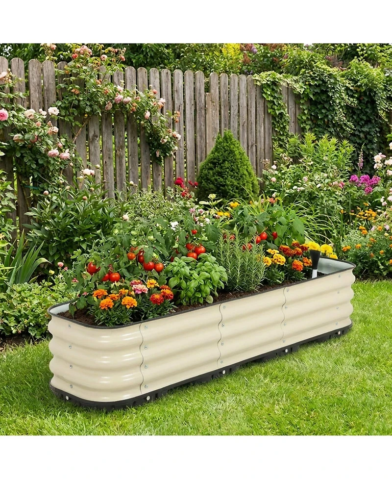Aoodor Galvanized Raised Garden Bed 63'' Self-Watering Planter Box with Drainage Plug and Water Reservoir for Indoor & Outdoor Gardening