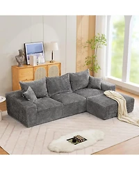 gaomon 110'' Chenille Modular Convertible Deep Seat L Shaped Sectional Sofa with Ottomans