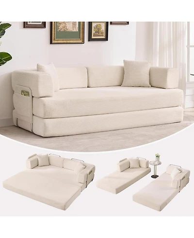 gaomon Convertible Couch - 78.7" Folding Sofa Bed with 2 Pillows, No Assembly Required for Living Room, Bedroom