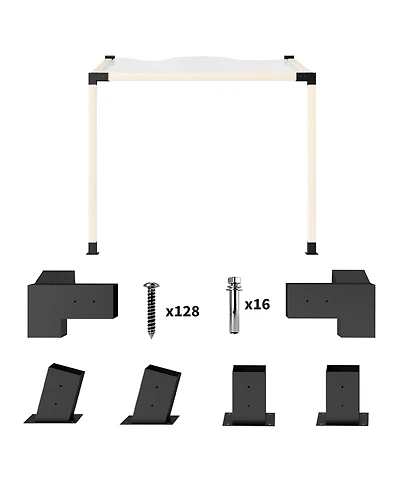 Outsunny Pergola Brackets, 15° Slanted Roof Pergola Bracket Kit,