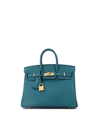 Pre-Owned HERMES Birkin 25 Handbag Green Swift with Gold Hardware