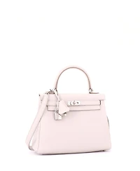 Pre-Owned HERMES Kelly 25 Handbag Light Togo with Palladium Hardware