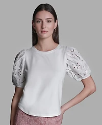 Bcbg Women's Crewneck Puff-Sleeve T-Shirt