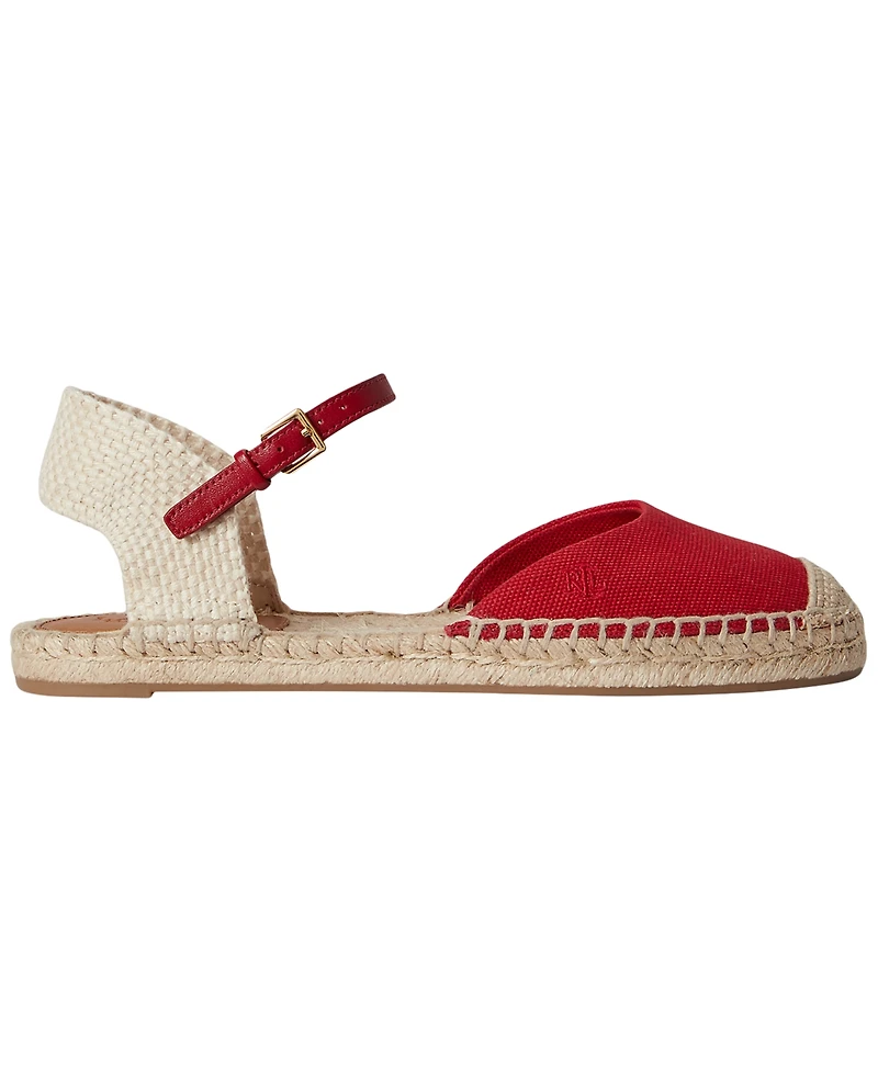 Lauren Ralph Women's Robby Canvas Espadrille Ankle Strap Flats