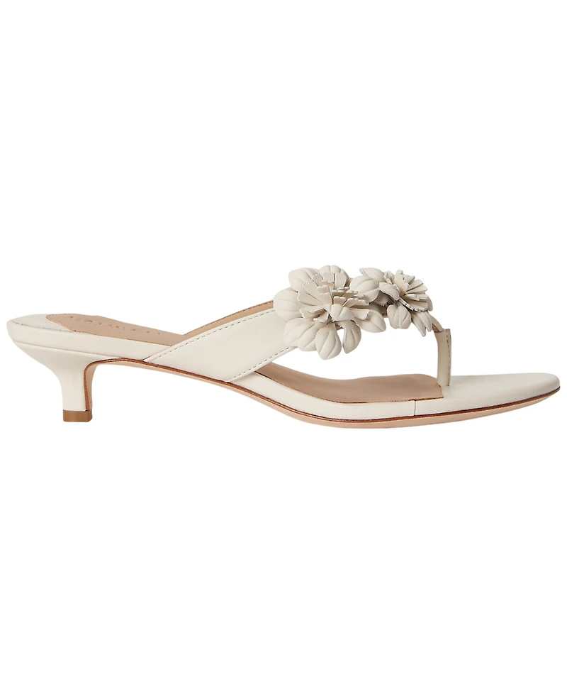 Lauren Ralph Women's Francesca Floral-Trim Nappa Dress Sandals