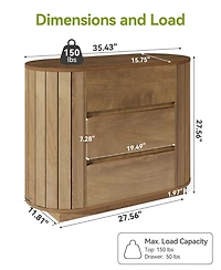 Tribesigns Large Nightstand Set of 2, Oversized Night Stand with 3 Drawers, Slatted Side Design Wood Nightstand, 35" Wide End Tables, Modern Dres