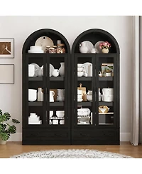 Yigii 75" Tall Arched Farmhouse Cabinet with Load-bearing Steel Pipe for Kitchen & Living