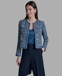 Bcbg Women's Shoulder Padding Open Front Tweed Jacket