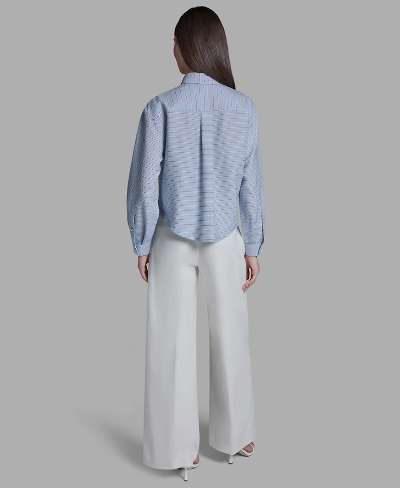 Bcbg Women's Tie-Neck Long-Sleeve Stripe Blouse