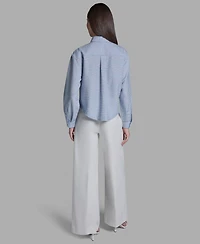 Bcbg Women's Tie-Neck Long-Sleeve Stripe Blouse