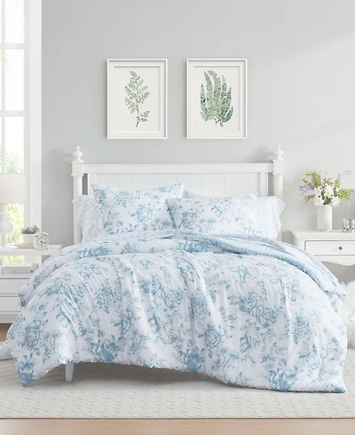 Laura Ashley Delphine Washed Microfiber 5-Pc. Comforter Set, Twin