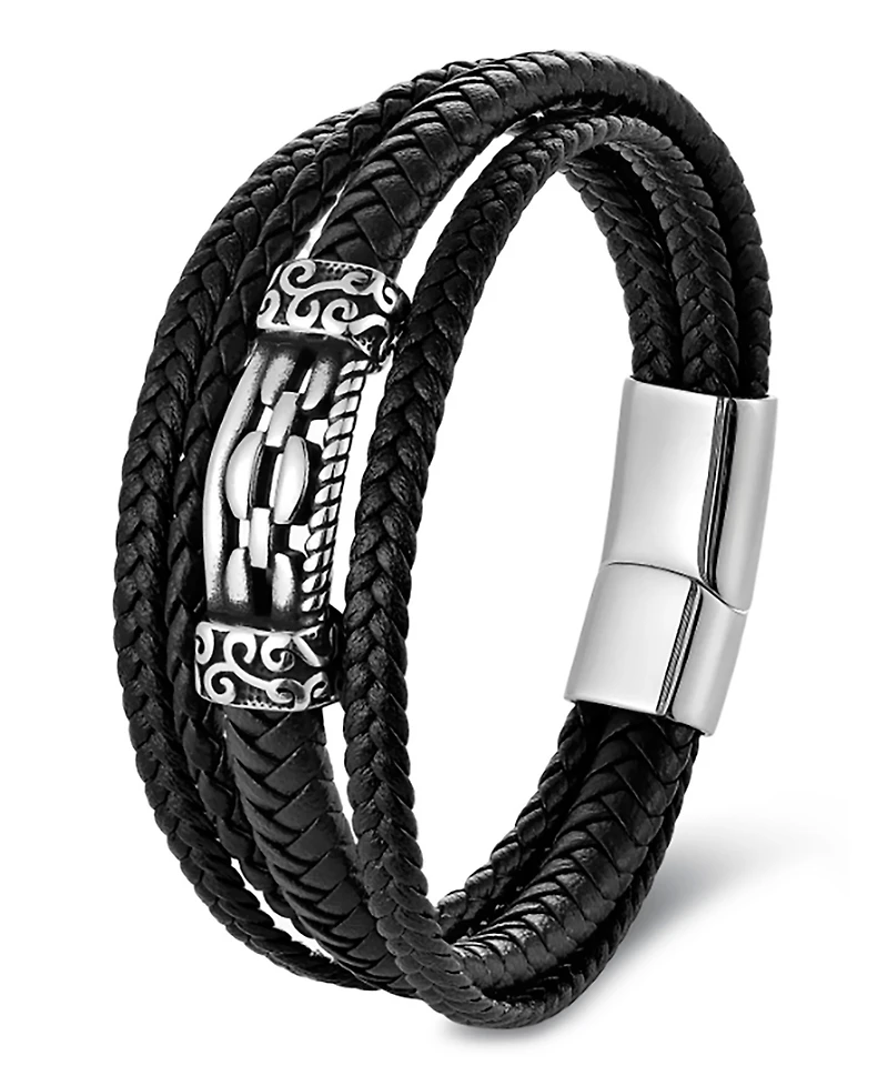 Rhona Sutton Men's Nexara Leather & Stainless Steel Bracelet