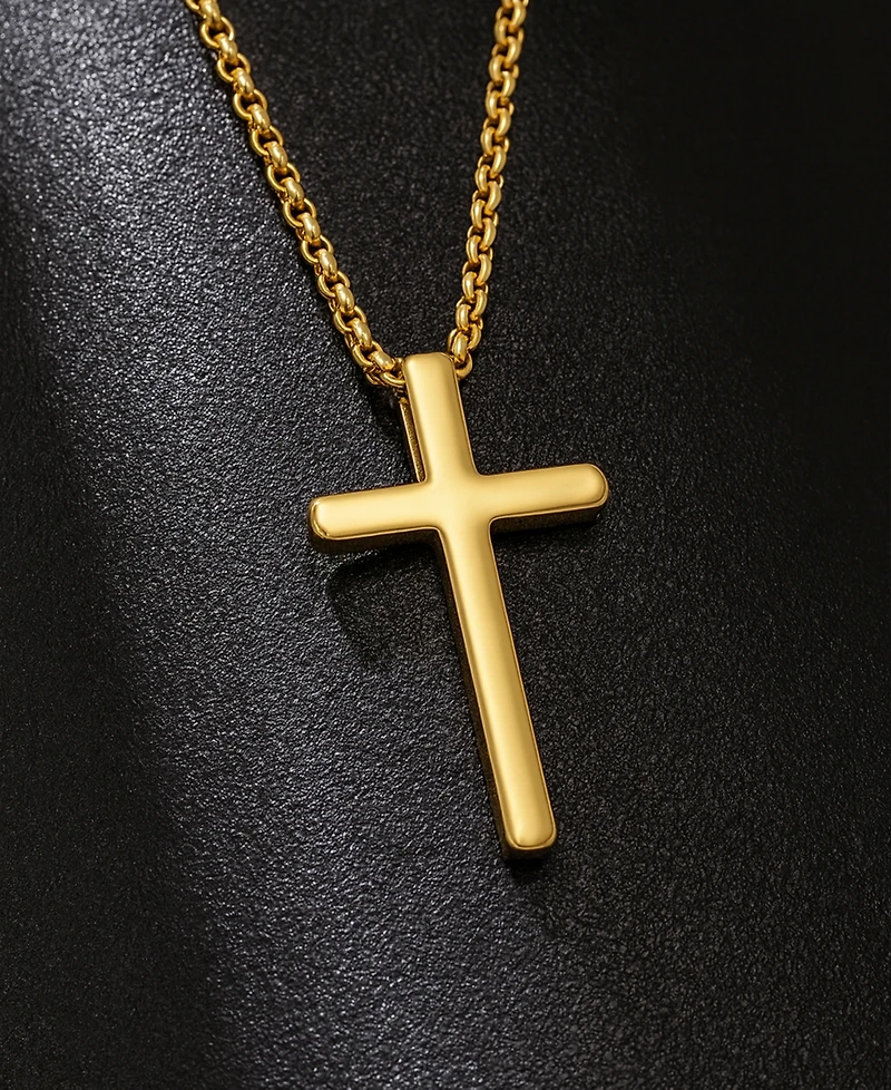 Rhona Sutton Men's Faith Cross Stainless Steel Pendant Necklace in 14k Gold-Tone