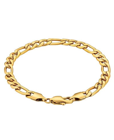 Rhona Sutton Men's Stainless Steel Figaro Chain Bracelet in 18k Gold Plated