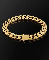 Rhona Sutton Men's Stainless Steel Cuban Chain Bracelet in 18k Gold Plated
