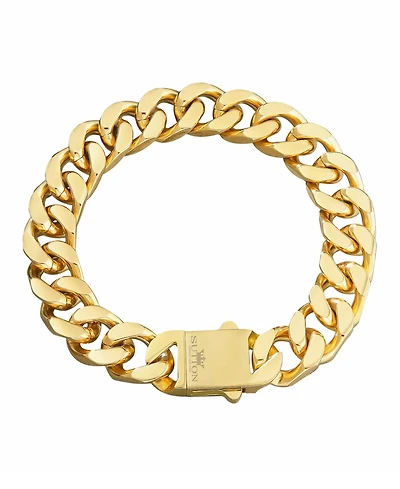 Rhona Sutton Men's Stainless Steel Cuban Chain Bracelet in 18k Gold Plated