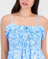 Hippie Rose Juniors' Tiered Smocked Mini Dress