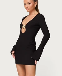 Edikted Women's Coastal Plunge Neck Cutout Mini Dress