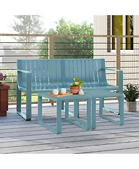 Gymax 3 Pcs Patio Furniture Set with 1 Loveseat & 2 Side Tables All-Weather Bistro Set