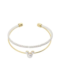 Disney Mickey Mouse Cubic Zirconia and Glass Pearl Cuff Bracelet