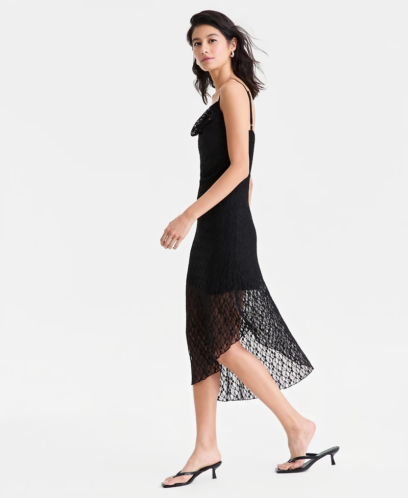 Bar Iii Women's' Cowl-Neck Lace Slip Dress, Macy's Exclusive