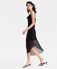 Bar Iii Women's' Cowl-Neck Lace Slip Dress, Macy's Exclusive