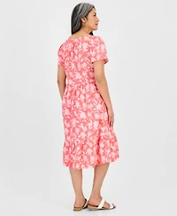 Style & Co Petite Cotton Flutter-Sleeve Midi Dress, Macy's Exclusive