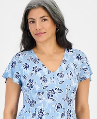 Style & Co Petite Printed Knit V-Neck Midi Dress, Macy's Exclusive