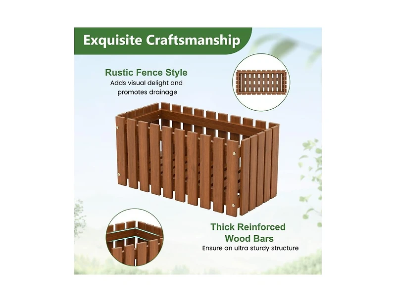 Slickblue Wooden Raised Planter Box for Flower and Vegetable Gardening