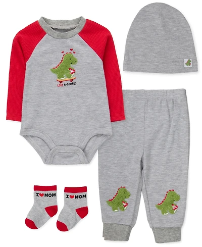 Baby Essentials Love-a-Saurus Bodysuit, 4-Piece Set