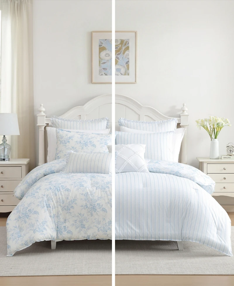 Laura Ashley Annalise Floral Reversible 5-Pc. Comforter Set, Twin