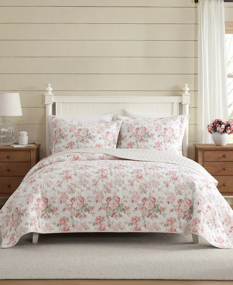 Laura Ashley Rosemoore Reversible 3-Pc. Quilt Set