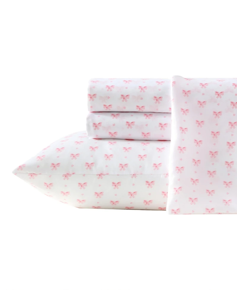 Laura Ashley Printed Satin Heart of Mine -Pc. Sheet Set