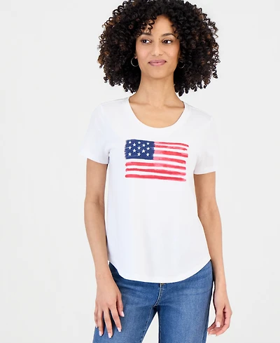 Style & Co Petite Flag Short-Sleeve Perfect T-Shirt, Macy's Exclusive