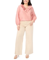 Vince Camuto Plus Ruffle V-Neck Top