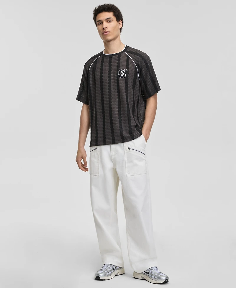 Mode of One Men's Crochet-Stripe Relaxed T-Shirt, Macy's Exclusive