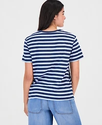 Peanuts Juniors' Snoopy Striped Graphic T-Shirt