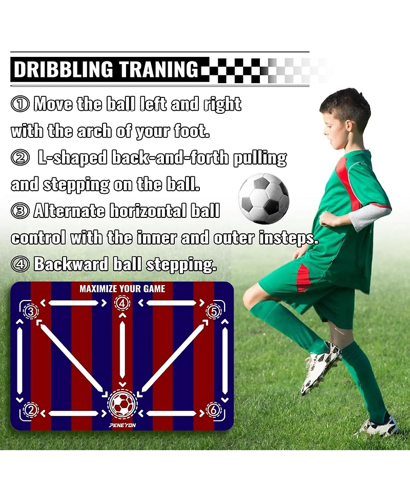 peneyon Adjustable Soccer Training Mat with Non-Slip Equipment