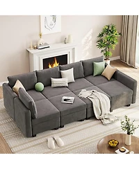 gaomon Modular Sofa Sectional Sleeper Couch with 2 Ottomans,Modular Sectionals with Storage Seats