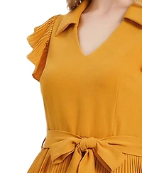 Ny Collection Women's Plisse Pleated Short-Sleeve Dress