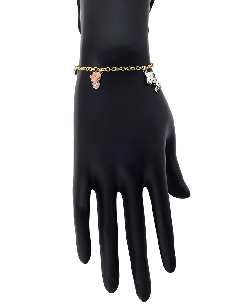 Peanuts Crystal Snoopy and Woodstock Flower Charm Bracelet