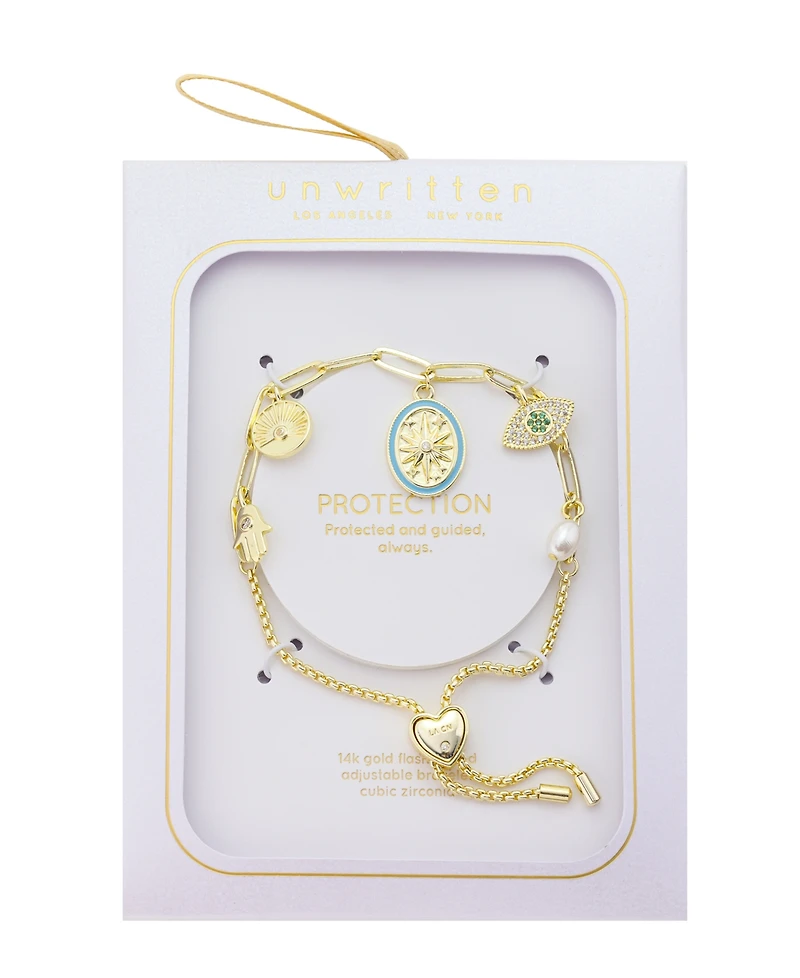 Unwritten Cubic Zirconia and Pearl Celestial Charm Bolo Bracelet