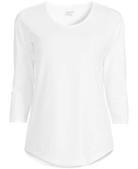 Lands' End Women's Petite 3/4 Sleeve Lightweight Jersey Shirttail Tee