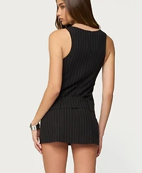Edikted Women's Sharone Belted Pinstripe Romper