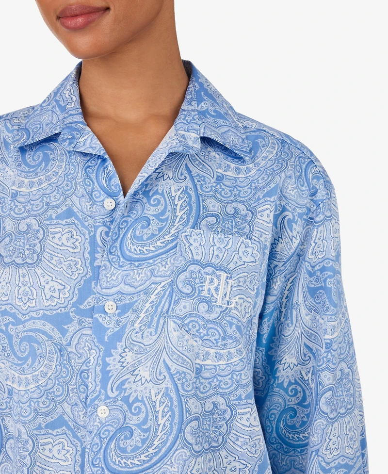 Lauren Ralph Women's Long-Sleeve His Shirt Sleepshirt