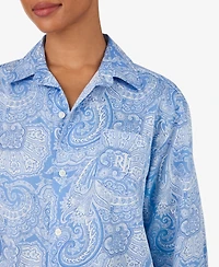 Lauren Ralph Women's Long-Sleeve His Shirt Sleepshirt